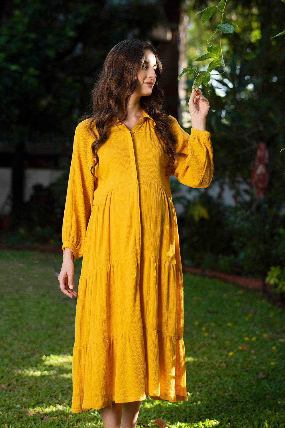 Golden Yellow Organic Shirt Dress Mother Daughter Combo