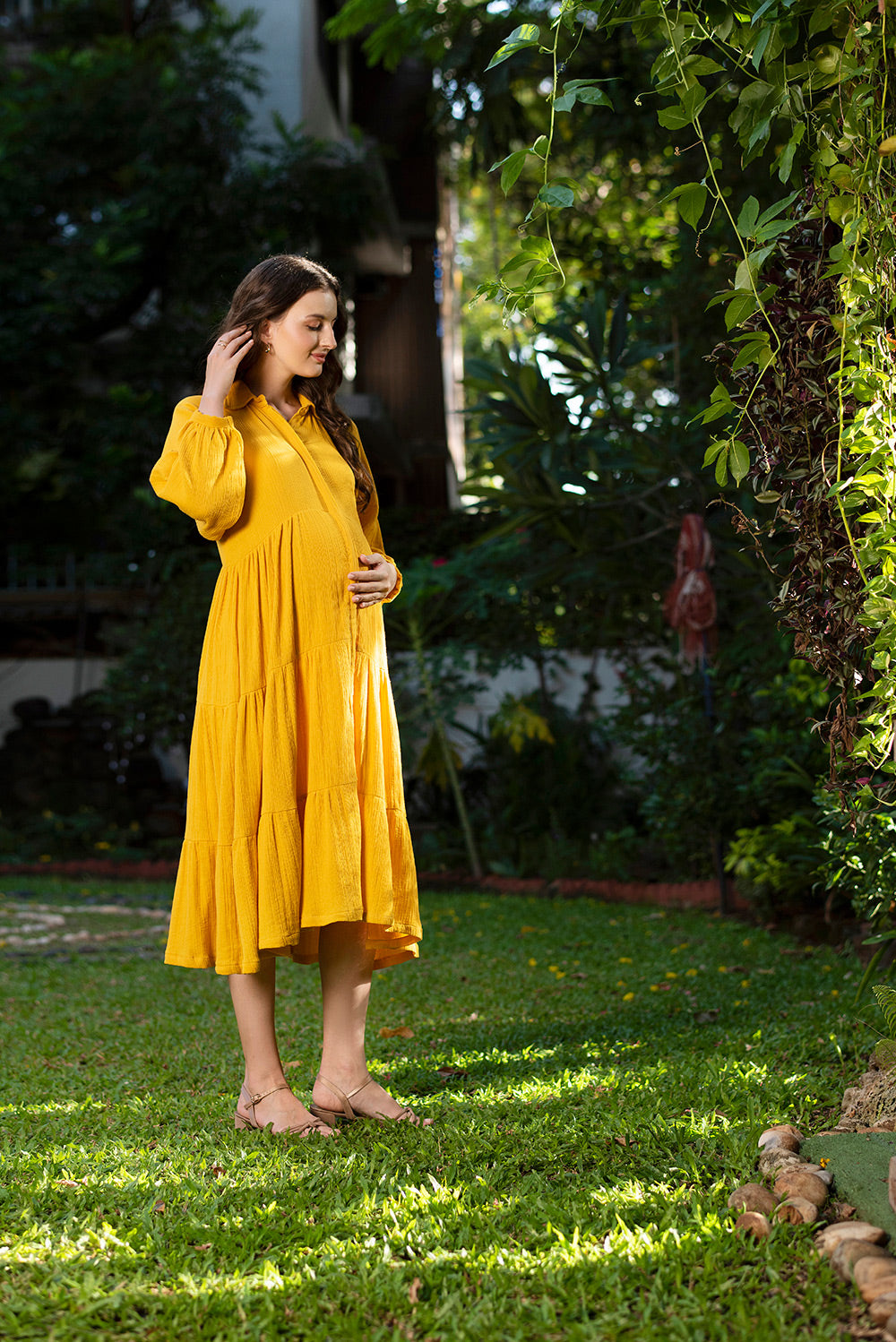 Golden Yellow Organic Shirt Dress Mother Daughter Combo